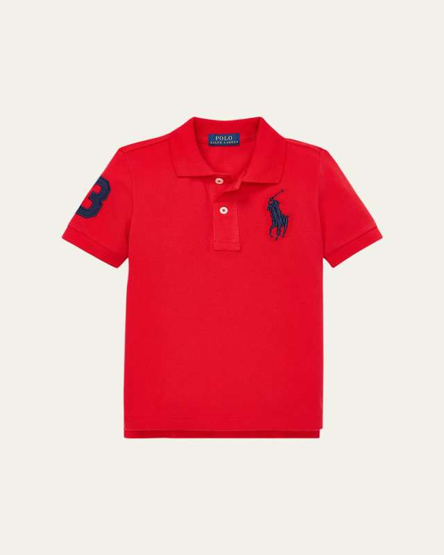 Boy's Big Pony Mesh Knit Polo, Size 2-